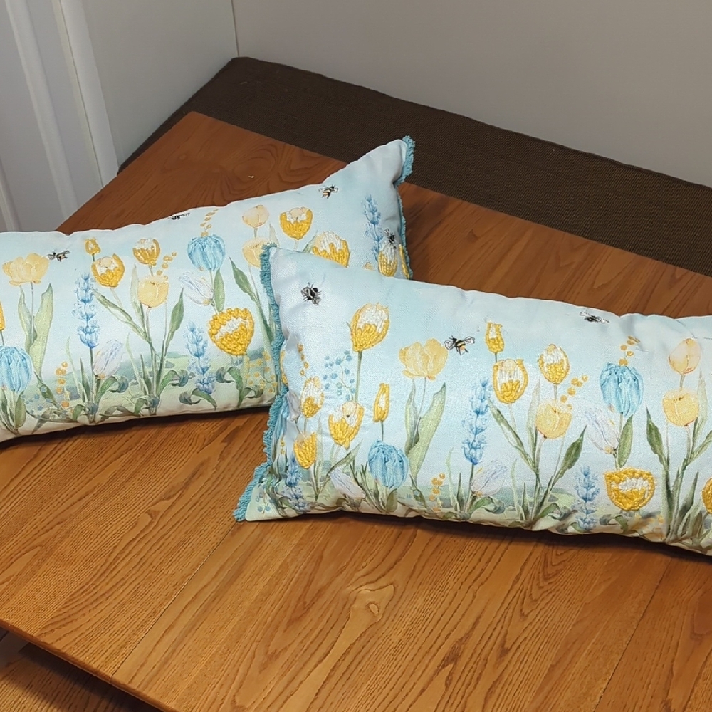 The Farmhouse Floral Embroidered Throw Pillows